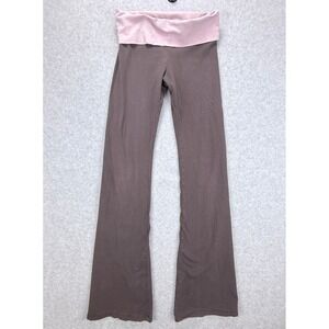 Soffe Yoga Pants Women Small Brown Pink Foldover Waist Flare Leg Y2K McBling
